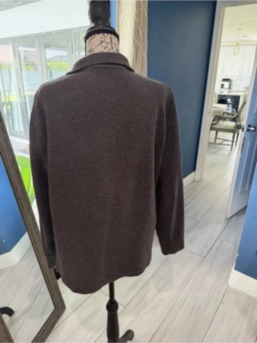 Polo by Ralph Lauren Men’s Dark Gray Quarter-Zip Sweater with Red Pony